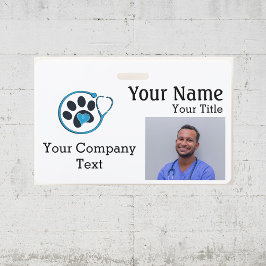 Crachá com logotipo de veterinário texto PHOTO ID