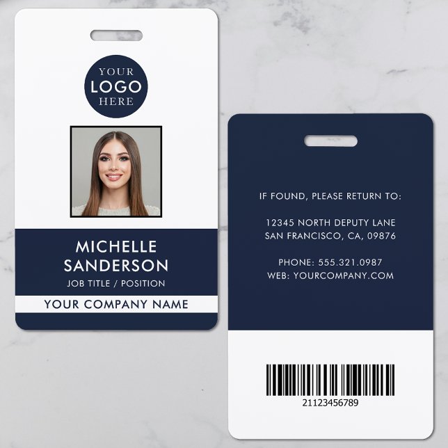 Crachá Company Logo Staff Barcode Employee Photo ID (Company Logo Staff Barcode Employee Photo ID Badge)