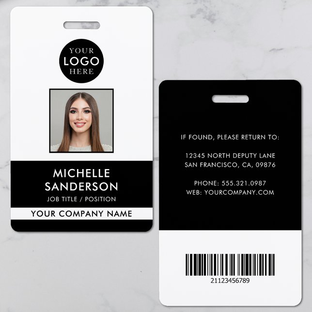 Crachá Company Logo Staff Barcode Employee Photo ID (Company Logo Staff Barcode Employee Photo ID Badge)