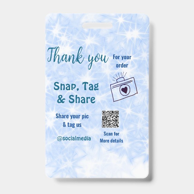 Crachá Compartilhe mídia social etiqueta snap código q r  (Frente)