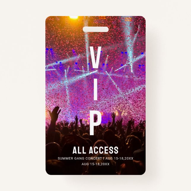 Crachá Concertação de Passagem de Todos os Acessos de VIP (Frente)