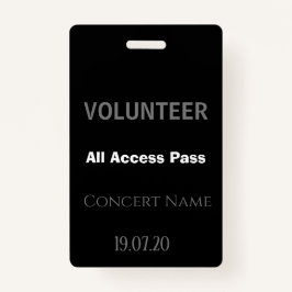 Crachá Concertação de Todos os acessos do Voluntário Pret