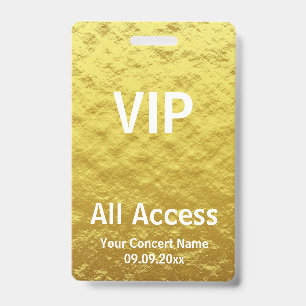 Crachá Concerto de acesso para todos os VIP Dourados pers