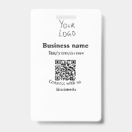 Crachá Conecte-se conosco logotipo comercial QR mídia soc