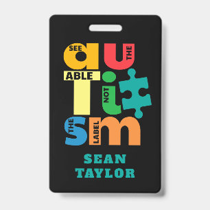 Crachá Consulte Personalizado o suporte a Autismo de Etiq