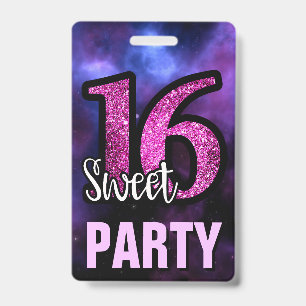 Crachá Convite de Aniversário de 16 Anos Purple Sweet ID 