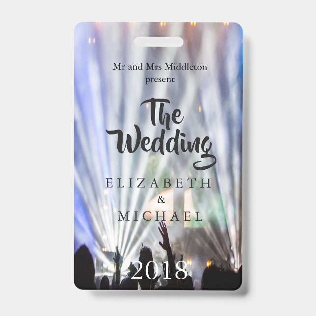 Crachá Convite De Casamento De Luzes Brilhantes De Festiv (Frente)