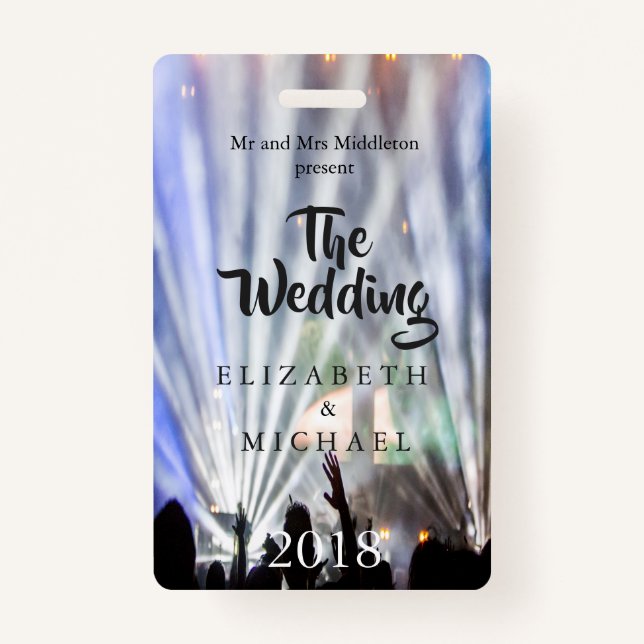 Crachá Convite De Casamento De Luzes Brilhantes De Festiv (Frente)