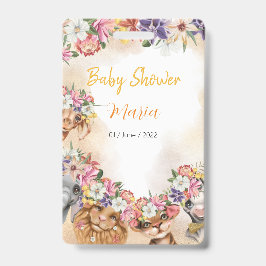 Crachá Convite de chá de bebê Safari wildone dourado