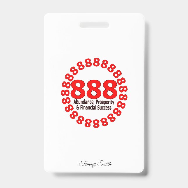 Crachá Convite Elegante Número Anjo 888 (Frente)