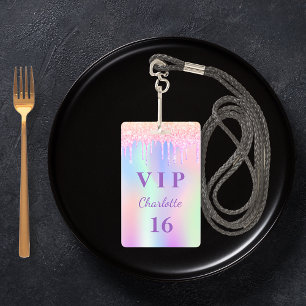 Crachá Convite personalizado VIP de aniversário com brilh