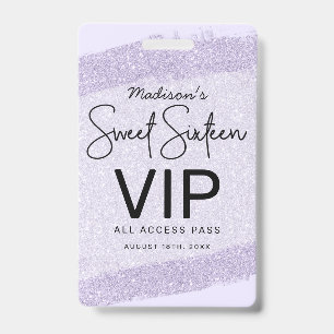 Crachá Convite VIP Sweet 16 Escova de Lavanda Brilhante