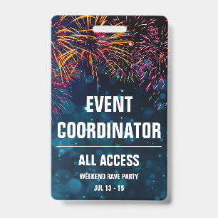 Crachá Coordenador de Eventos Passagem de Acesso Total ao