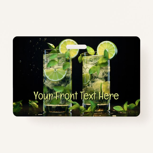 Crachá Coquetéis do Mojito de Texto Personalizado (Frente)