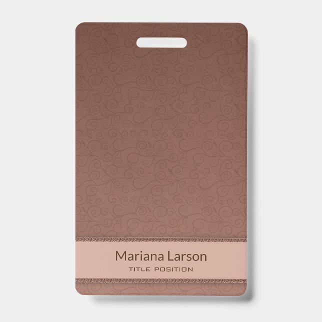 Crachá Cor damasco Floral Castanha (Frente)