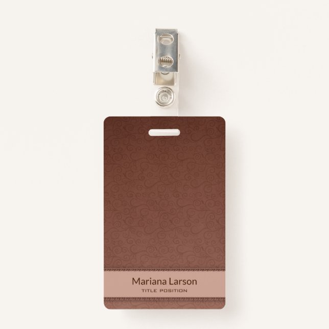 Crachá Cor damasco Floral Castanha (Frente com Clipe)