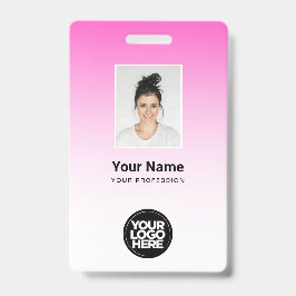 Crachá Cor-de-rosa do código do Bar de fotos do funcionár