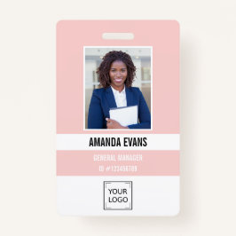Crachá Cor de Rosa | Logotipo do funcionário fotográfico 