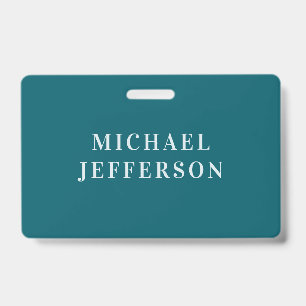 Crachá Cor Personalizada de Cor Azul Teal Escuro Simples