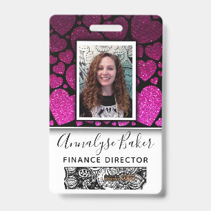 Crachá Corações Brilho Profissional Enfermeiro Foto Nome