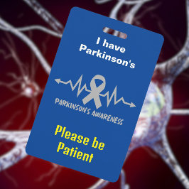 Crachá Cordão de identificação de deficiência de Parkinso