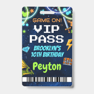 Crachá Cordão de passe VIP de aniversário de jogos de arc