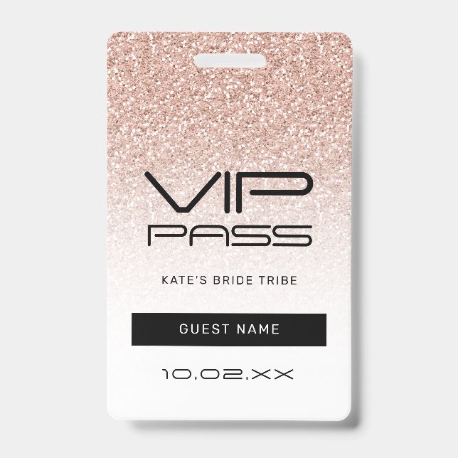 Crachá Cordão VIP de Passagem de Bachelorette com Brilho  (Frente)
