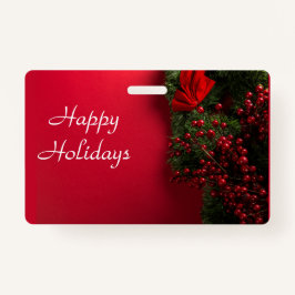 Crachá coroa de natal com amoras vermelhas