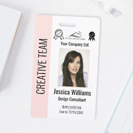 Crachá Corporativo Personalizado Rosa Bege para Fu