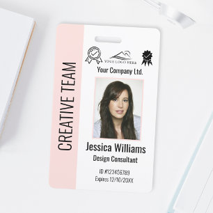 Crachá Corporativo Personalizado Rosa Bege para Fu