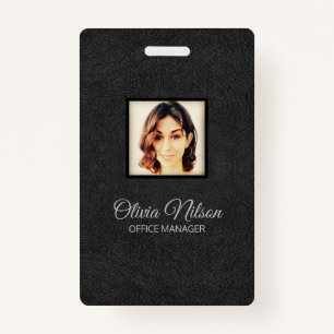 Crachá Couro Preto Falso