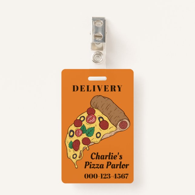 Crachá Crachás de Fatia de Texto e Pizza de Cor Personali (Frente com Clipe)
