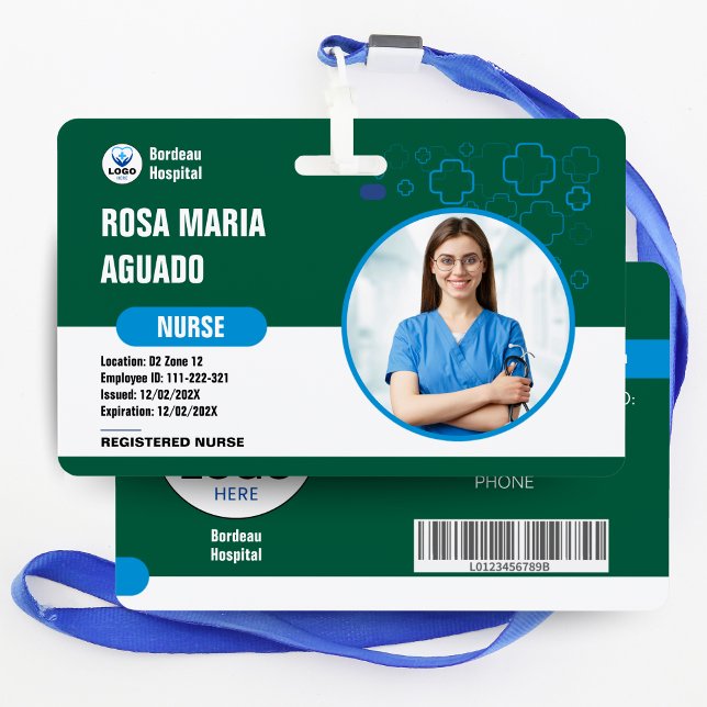 Crachá Crachás de ID de hospital e de empresa personaliza (Custom Hospital & Business ID Badges - Secure, Durable Design)