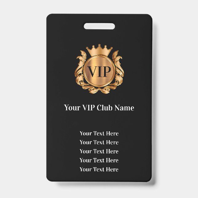 Crachá Crachás de Membro do Clube VIP de Orçamento a Gran (Frente)