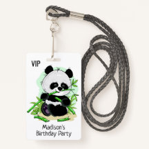 Crachás de texto personalizados para Pandas de Cub