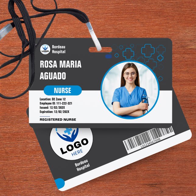Crachá Crachás personalizados de ID de hospital e de empr (Custom Hospital & Business ID Badges - Secure, Durable Design)