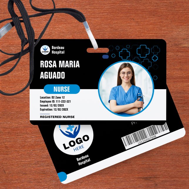 Crachá Crachás personalizados de ID de hospital e de empr (Custom Hospital & Business ID Badges - Secure, Durable Design)