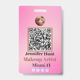 Crachá Crachás Personalizados Rosa Nome Tag QRcode 