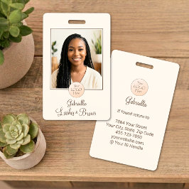 Crachá Cream Mocha Script Logo Photo Lashes and Brows