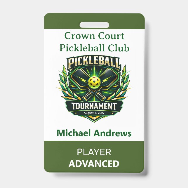 Crachá Create Your Own Pickleball Tournament Badge (Frente)