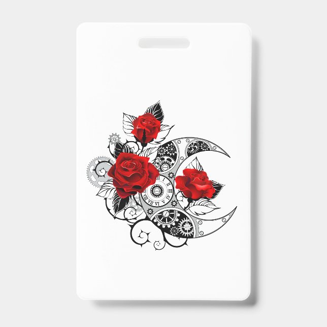 Crachá Crescente Mecânico com Rosas vermelhas (Frente)