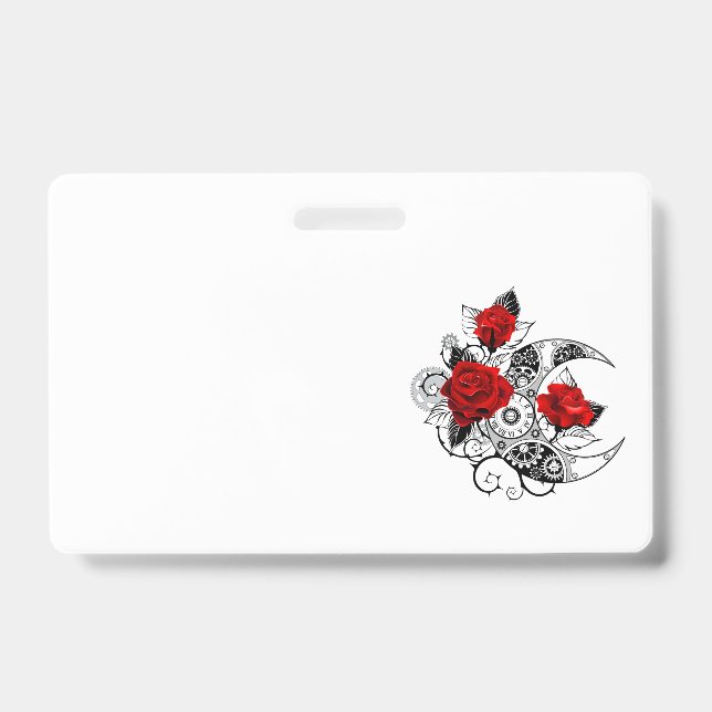 Crachá Crescente Mecânico com Rosas vermelhas (Frente)