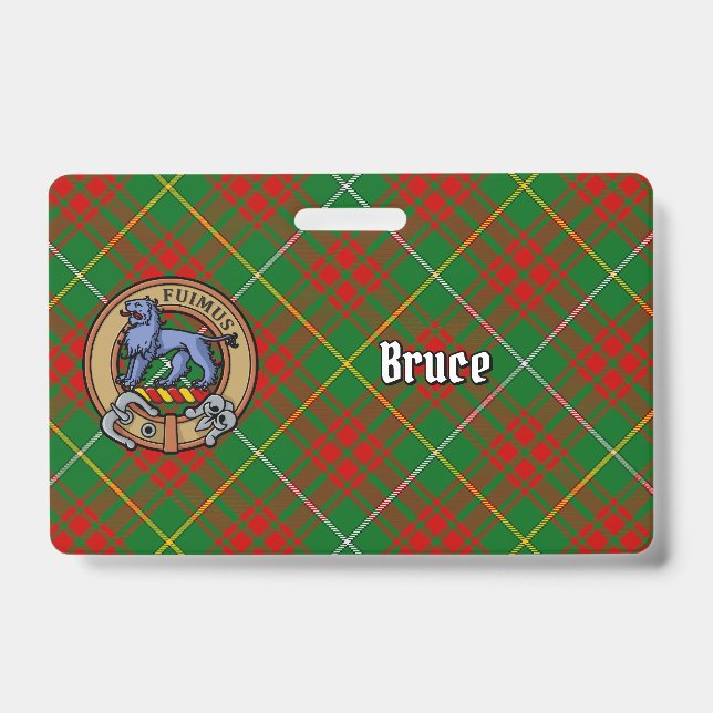 Crachá Crest do Clã Bruce sobre Tartan de Caça (Frente)