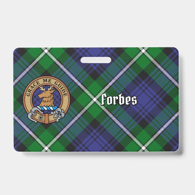 Crachá Crest do Clã Forbes sobre Tartan (Frente)