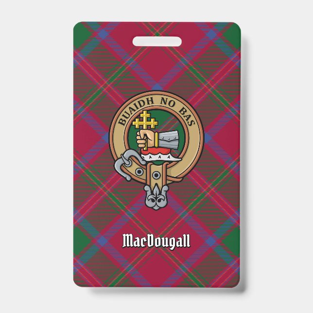 Crachá Crest do Clã MacDougall sobre Tartan (Frente)
