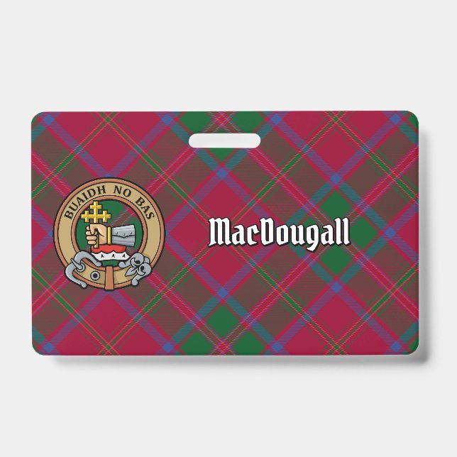 Crachá Crest do Clã MacDougall sobre Tartan (Frente)