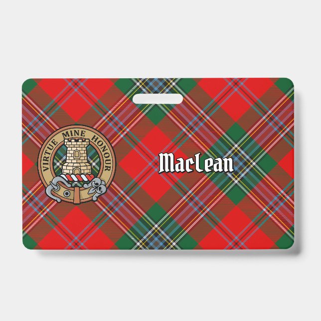 Crachá Crest do Clã MacLean sobre Tartan (Frente)