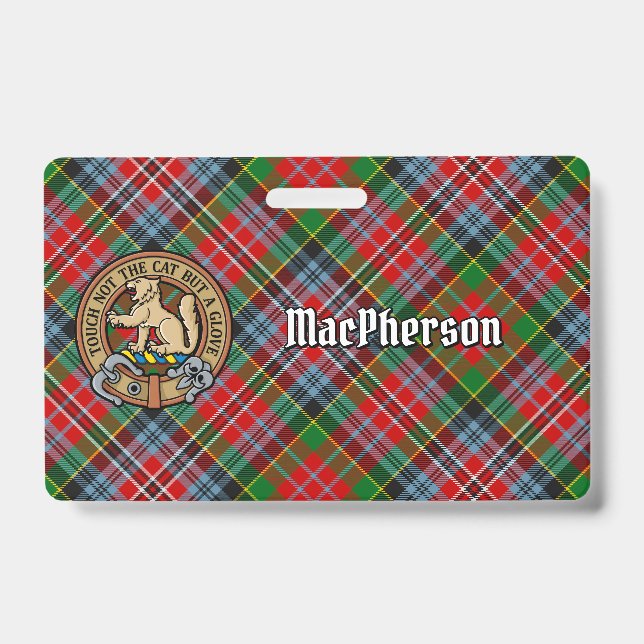 Crachá Crest do Clã MacPherson sobre Tartan (Frente)