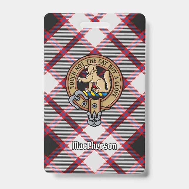 Crachá Crest do Clã MacPherson sobre Tartan de Caça (Frente)