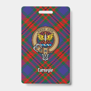 Crachá Crestão do Clã Carnegie sobre Tartan
